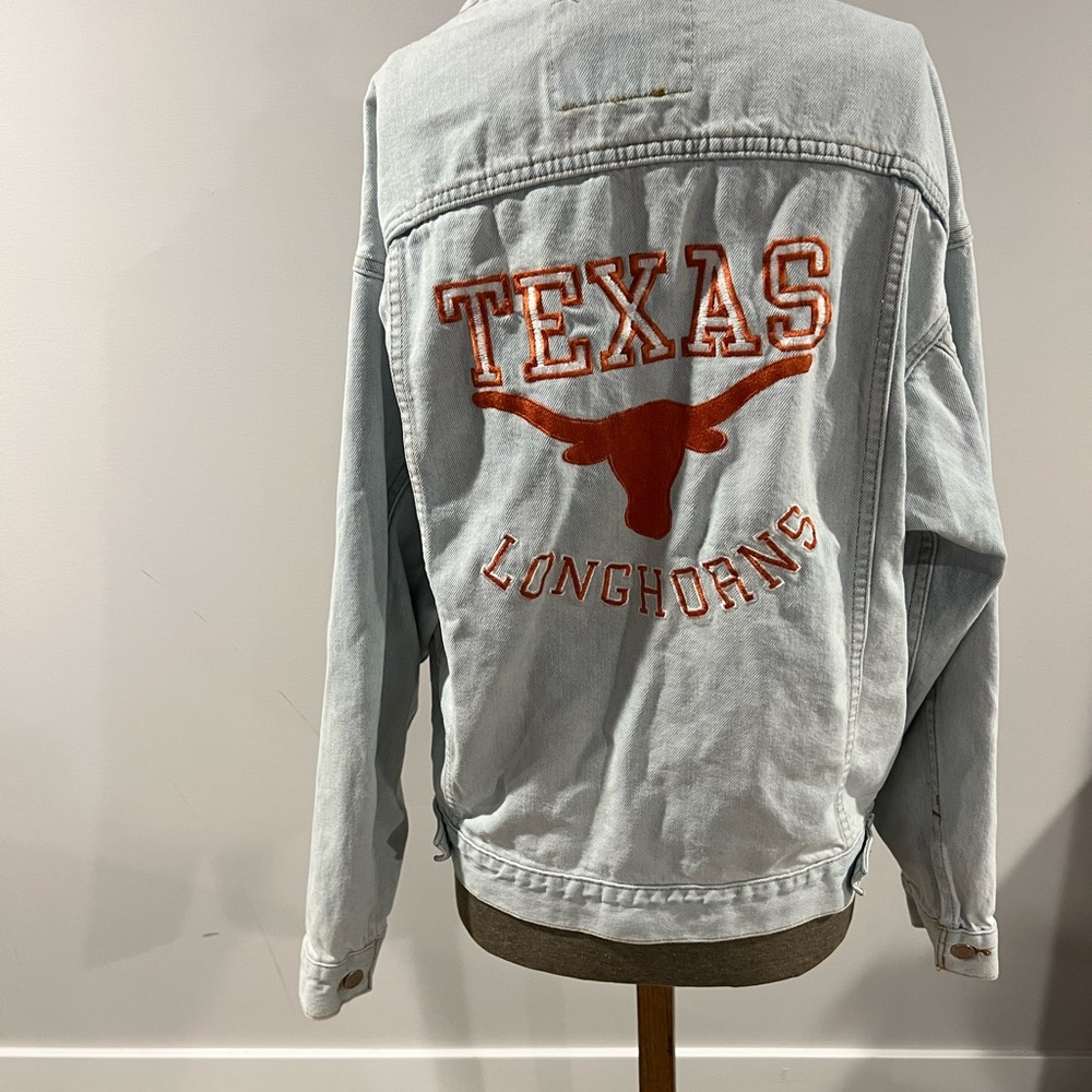 Vintage 90’s  Student Union University of Texas Longhorns denim biker jacket